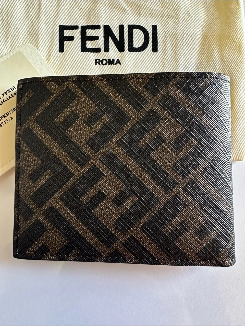 Fendi Roma FF Monogram Yellow Logo Bifold Wallet NWT Dust Bag